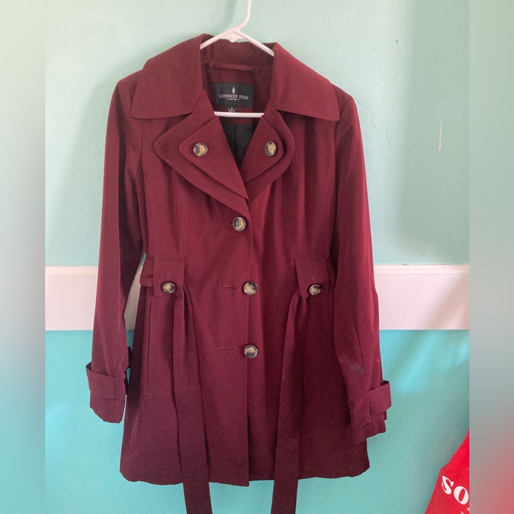 Small Burgundy London Fog Trench Coat